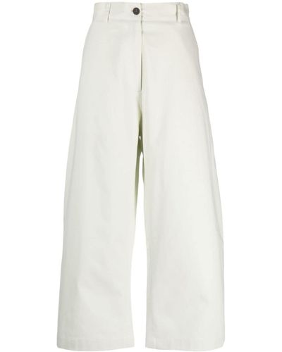 Studio Nicholson High-waisted Cotton Wide-leg Trousers - White