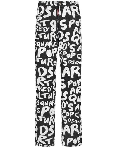 DSquared² Pantalon slim en coton mélangé à logo - Blanc