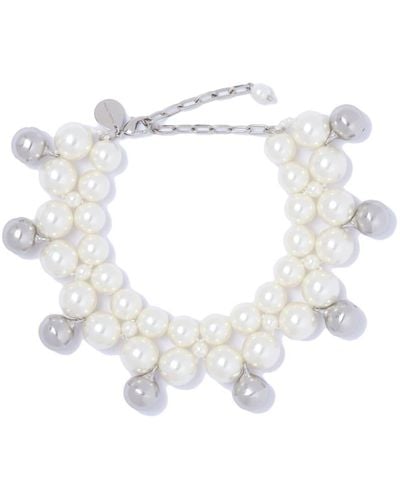 Simone Rocha Collar White Bell con perlas - Blanco