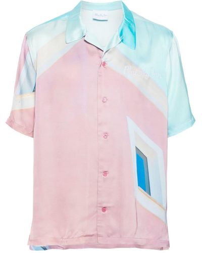 BLUE SKY INN Graphic-print Satin Shirt - Pink