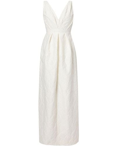 Erdem Gathered Floral-matelassé Gown - White