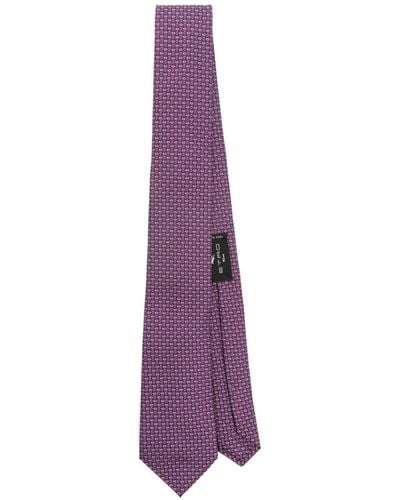 Etro Graphic-Print Silk Tie - Purple