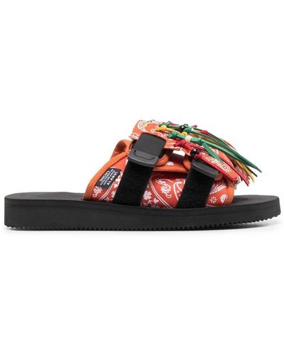 Alanui Bandana-print Panel Sandals - Orange