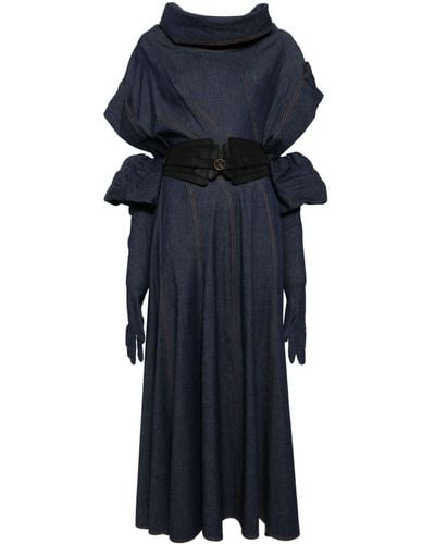 Saiid Kobeisy Detachable-gloves Denim Dress - Blue