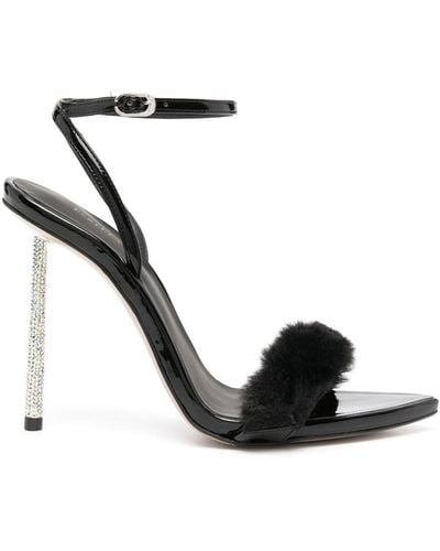 Le Silla Bella 105mm Faux-fur Sandals - Black