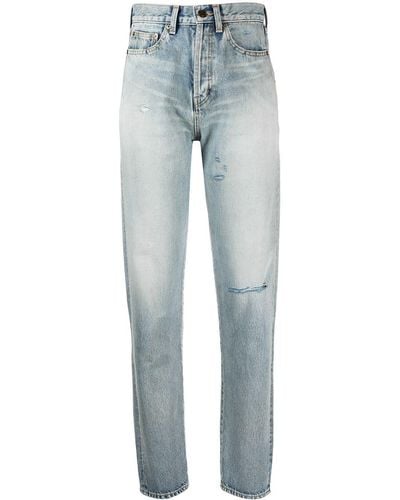 Saint Laurent High-waist Ripped Jeans - Blue