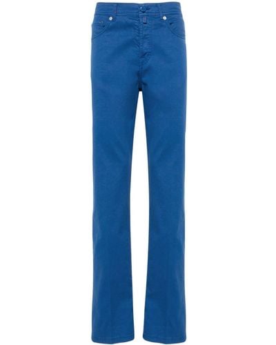 Kiton Pressed-crease Straight Trousers - Blue