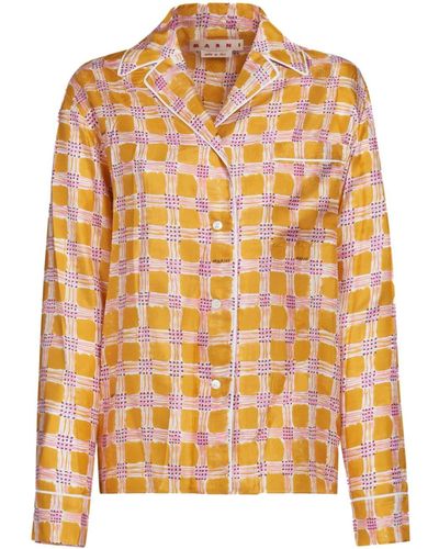 Marni Camicia pigiama Check Fields - Arancione