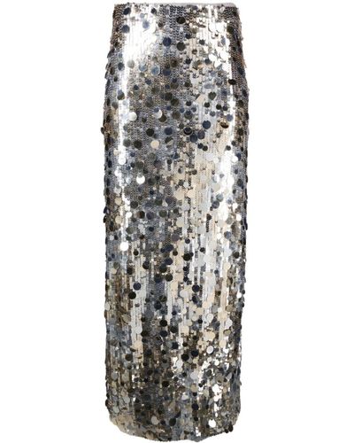 P.A.R.O.S.H. Gonna Paillette-embellished High-waisted Skirt - Metallic