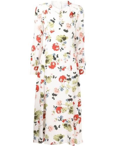 Erdem Leigh Kleid mit blumigem Print - Weiß