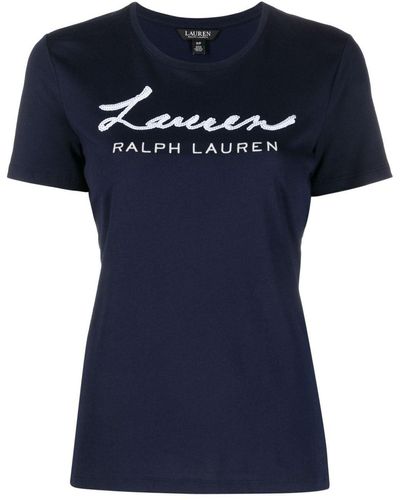 Lauren by Ralph Lauren T-shirt Katlin con ricamo - Blu