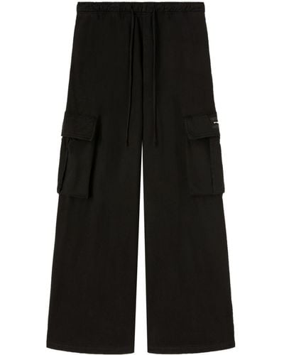 Palm Angels Wide-leg Jersey Cargo Trousers - Black