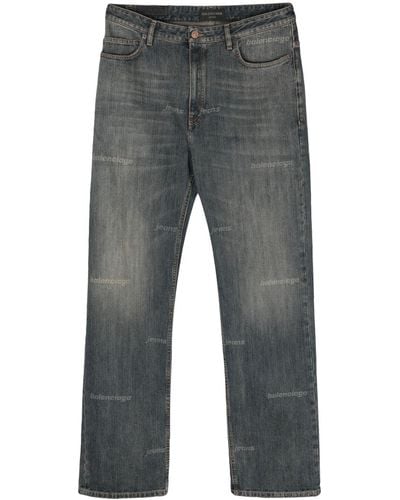 Balenciaga Jeans denim con logo allover - Blu