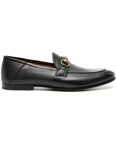 Gucci Men's Leather Horsebit Loafer With Web - Zwart
