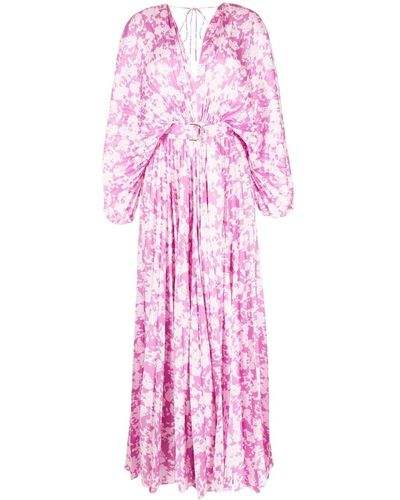 Acler Westover Floral-print Pleated Maxi Dress - Pink