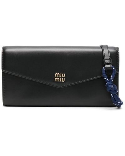 Miu Miu Logo-plaque Leather Clutch Bag - Black