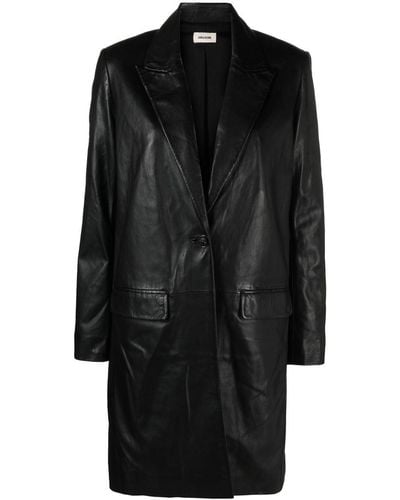 Zadig & Voltaire Polished-finish Single-breasted Coat - Black