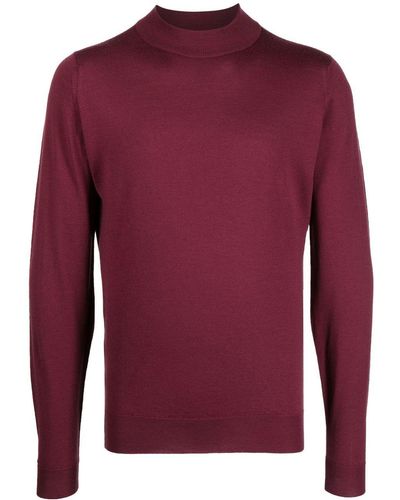 John Smedley Pull Harcourt à col montant - Rouge