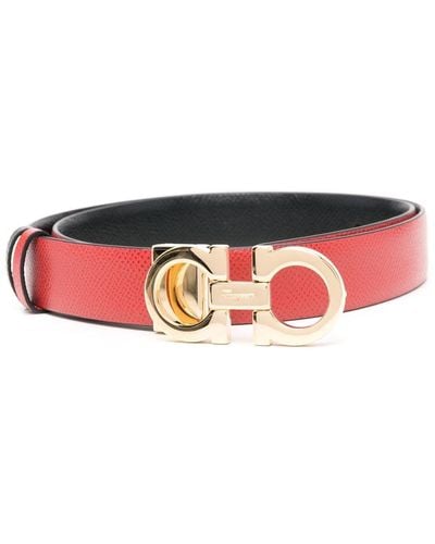 Ferragamo Gancini-buckle Calf Leather Belt - Red