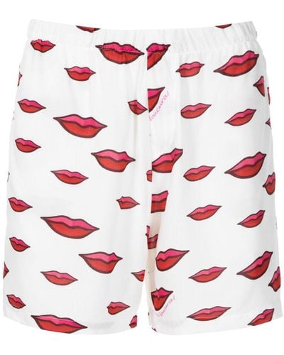 Amir Slama Lips-print Cotton Shorts - Red