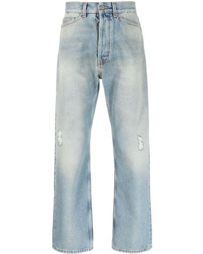 Palm Angels Jeans dritti con effetto vissuto - Blu