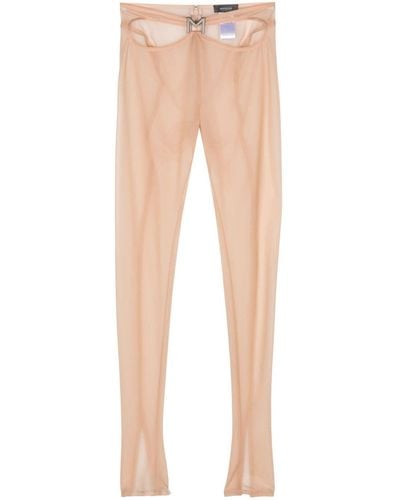 Mugler M-plaque Cut-out Sheer Trousers - Natural