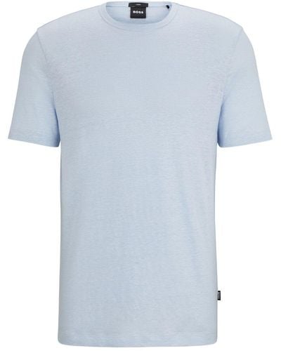 BOSS Short-sleeve Linen T-shirt - Blue