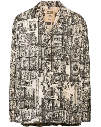 Uma Wang Theo Illustration-print Shirt - Gray