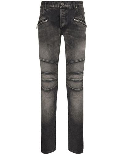 Balmain Slim-Fit-Jeans mit Nahtdetail - Grau