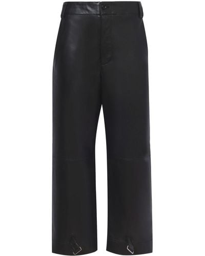 Proenza Schouler Leather Cropped Straight-leg Trousers - Black