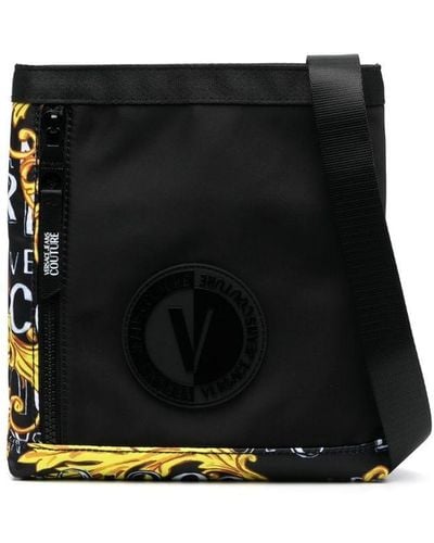 Versace Jeans Couture Bolso messenger con parche del logo - Negro