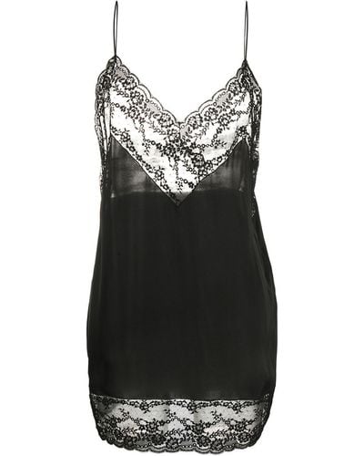 Saint Laurent Lace-trim Silk Slip Dress - Black