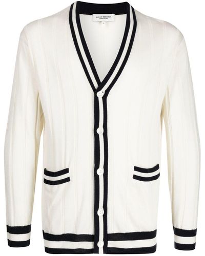 MAN ON THE BOON. Two-tone Buttoned Cardigan - White