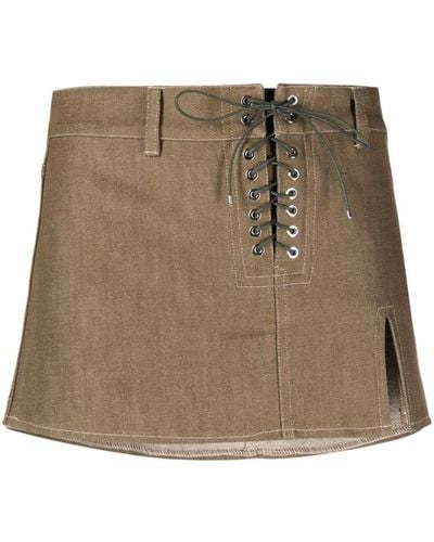 Ludovic de Saint Sernin Lace-up Cotton Miniskirt - Brown