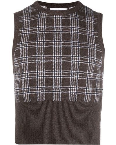 Thom Browne Plaid-check Print Knit Vest - Black