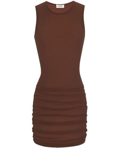 Saint Laurent Mouwloze Mini-jurk - Bruin