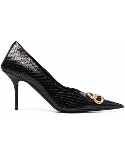Balenciaga Zapatos de tacón con efecto de piel de serpiente - Negro