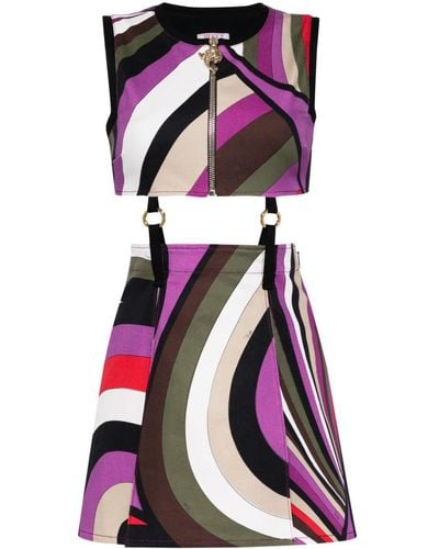 Emilio Pucci Iride-print Cut-out Mini Dress - Purple