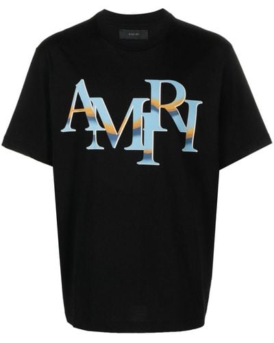 Amiri Staggered T-Shirt aus Baumwoll-Jersey mit Logoprint - Schwarz