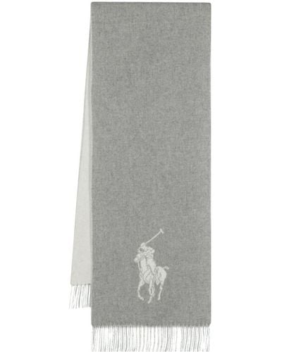 Polo Ralph Lauren Polo Pony-motif Fringed-edge Scarf - Grey