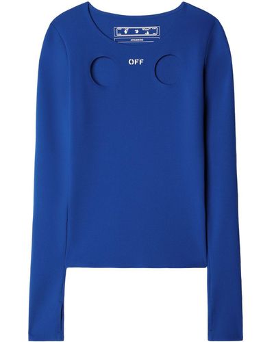 Off-White c/o Virgil Abloh T-shirt Meteor a maniche lunghe - Blu