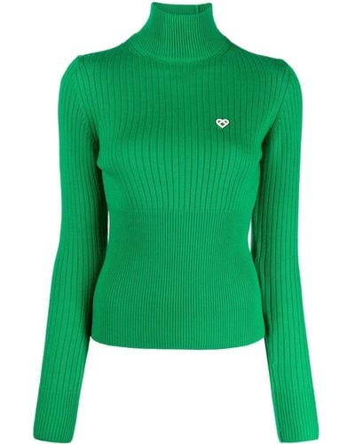 Casablancabrand Gerippter Pullover mit Stehkragen - Grün