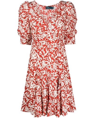 Polo Ralph Lauren Midi-jurk Met Bloemenprint - Rood