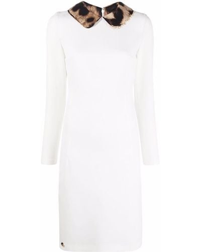 Philipp Plein Leopard-collar Dress - White