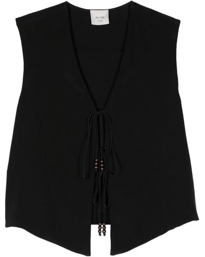 Alysi Bead-detailing Silk Vest - Black