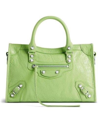 Balenciaga Small Le City Textured-leather Tote Bag - Green