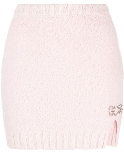 Gcds Minifalda Hairy con placa del logo - Rosa