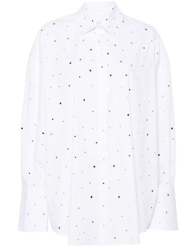 GIUSEPPE DI MORABITO Rhinestone-embellished Poplin Shirt - White