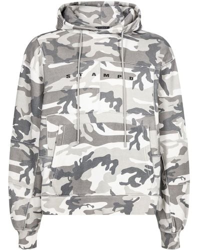 Stampd Camouflage-print Patchwork Hoodie - Gray