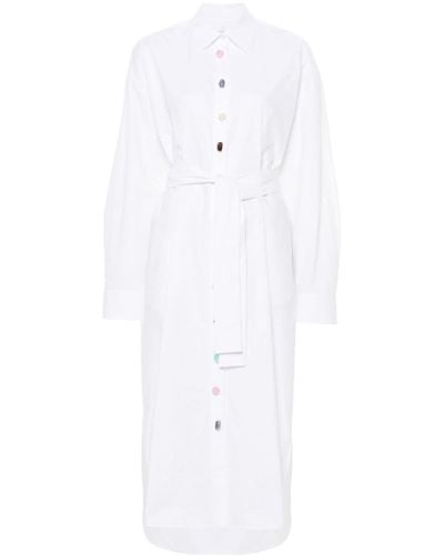 MSGM Bead-embellished Shirt Dress - White